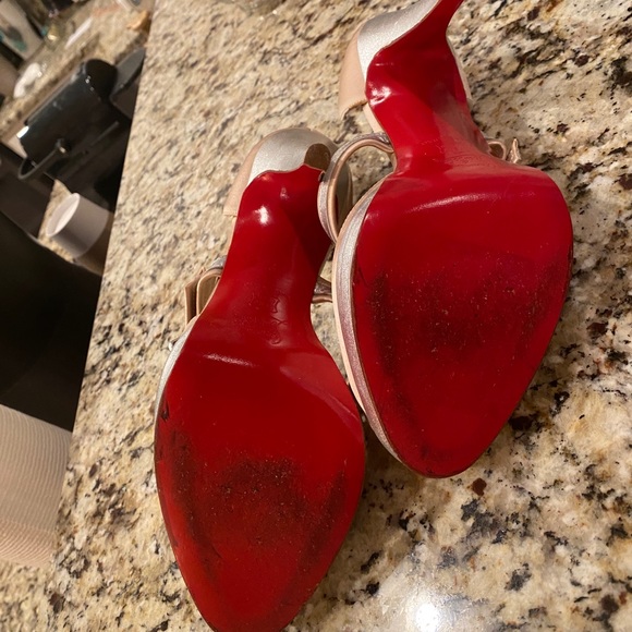 Christian Louboutin Satin Silver Ivory Heels 39 - Picture 11 of 15